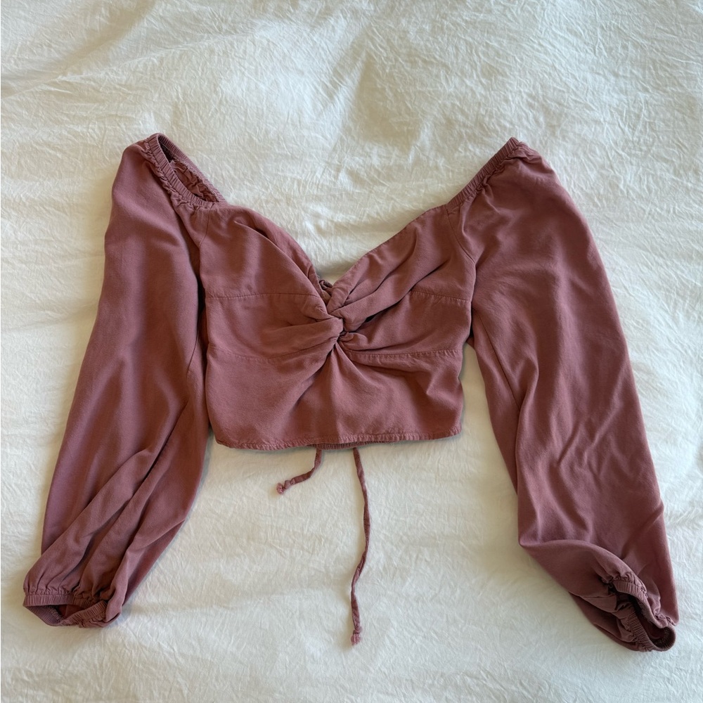 Chic Dusty Rose Ruched Blouse